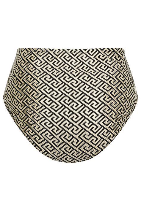 YOURS Plus Size Black Metallic Geometric Print Bikini Brief Yours Clothing