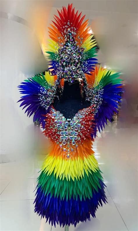 Da Neena C Multicolor Girl Crystal Gay Pride Parade Pageant Samba Dancer Costume Set Etsy