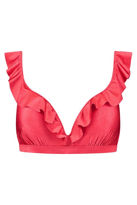 Beachlife Ruffle Bikini Top Red Shine I Farfallina Nl