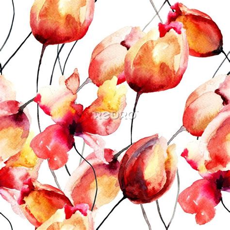 Bild Rote Tulpen mit Aquarellfarben gemalt nach Maß myredro de