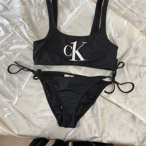 Calvin Klein Womens Black White Bikini S