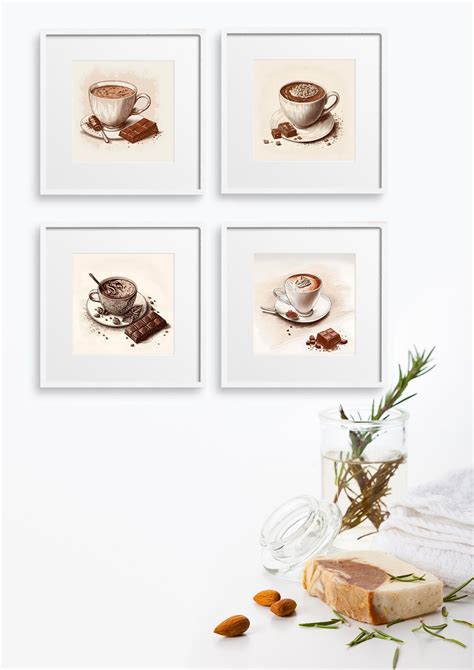 Hot Chocolate Set of 4 Art Prints Printable Wall Art up to - Etsy