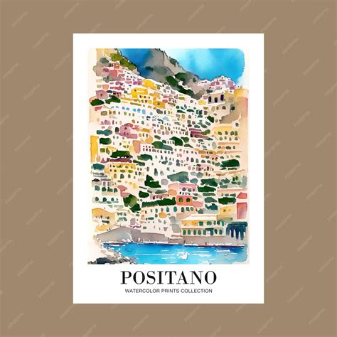 Premium Vector Watercolor Positano Italy Illustration