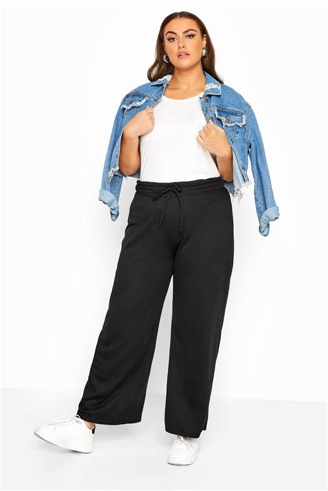 Limited Collection Black Wide Leg Joggers Yours Clothing