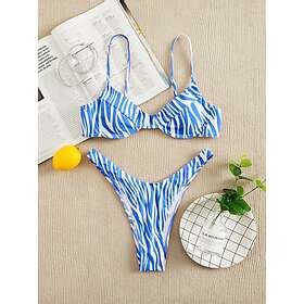 Shein Bikini Set Enkel High Cut Bl Tt Och Vitt Zebra R Nder Spaghetti Rem Hitta B Sta Pris P