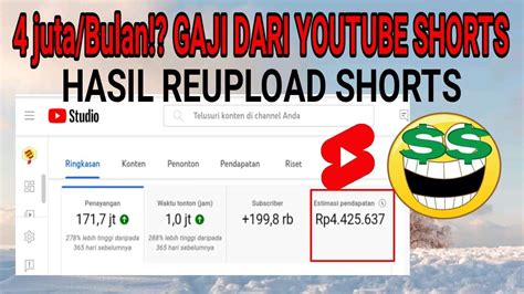 Juta Bulan Gaji Dari Youtube Shorts Hasil Reupload Youtube