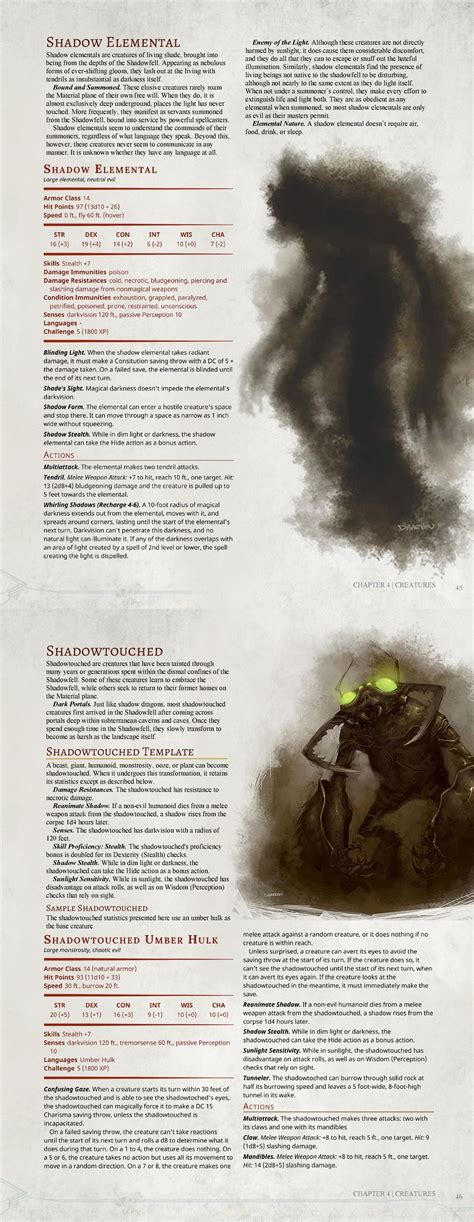 Shadow Elemental Dnd 5e Homebrew Dungeons And Dragons Classes