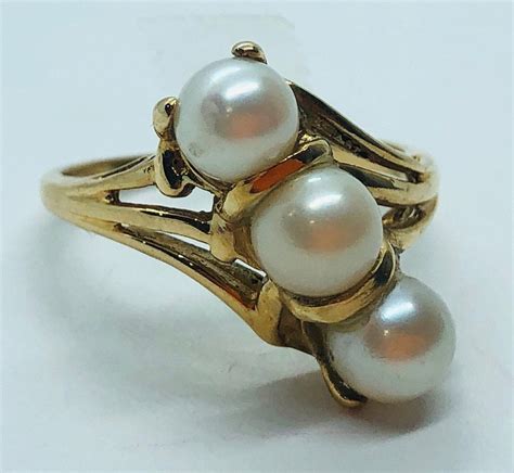 Vintage Pearl 14K Yellow Gold Ring | Etsy