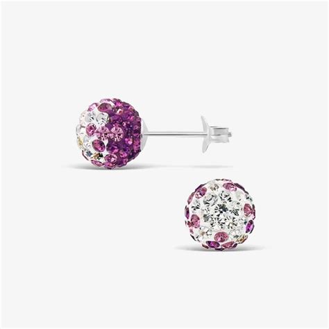 Ball Amethyst Crystal Stud Earrings Wholesale925silver