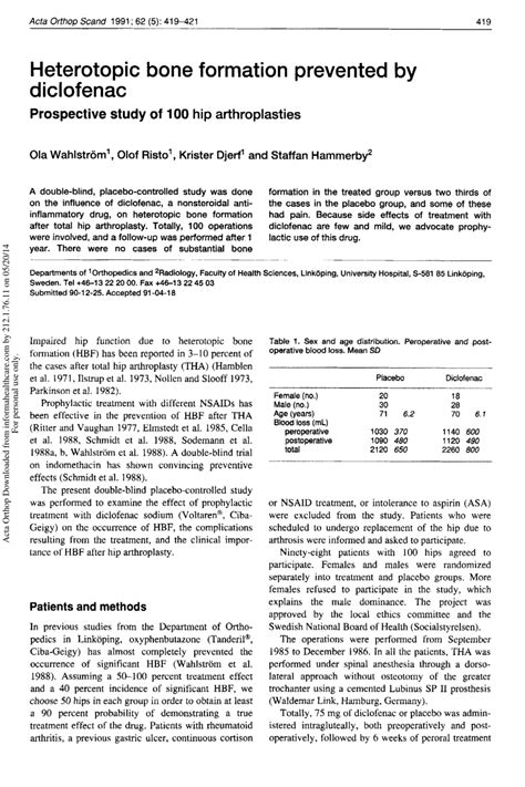 Pdf Heterotopic Bone Formation Prevented By Diclofenac Prospective