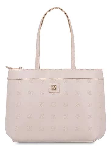 Bolsa Cloe Tote Para Mujer Material Vegano Con Monograma Color Nude Mercadolibre