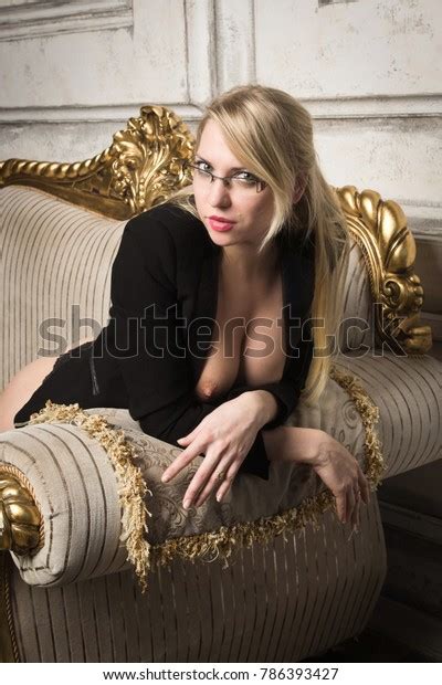 Sexy Half Naked Woman Glasses Business Suit Stock Photo Shutterstock