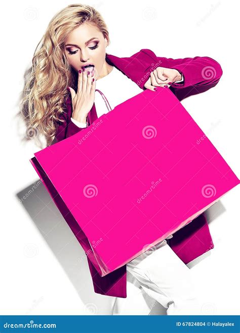 Happy Sweet Cute Smiling Blonde Woman In Stylish Clothes Stock Photo Image Of Cheerful