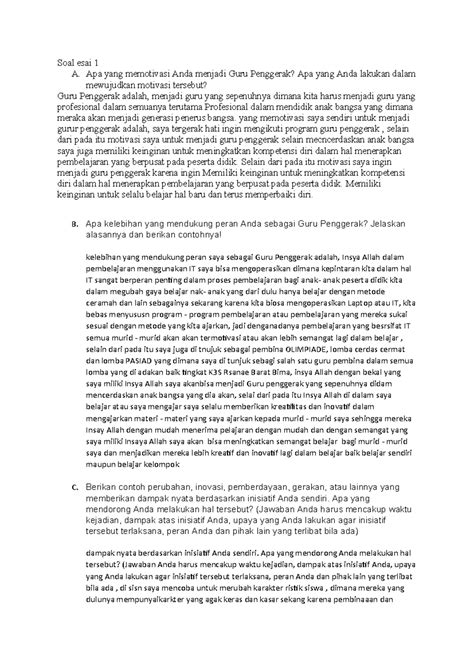 Contoh Jawaban Esai Guru Penggerak 2