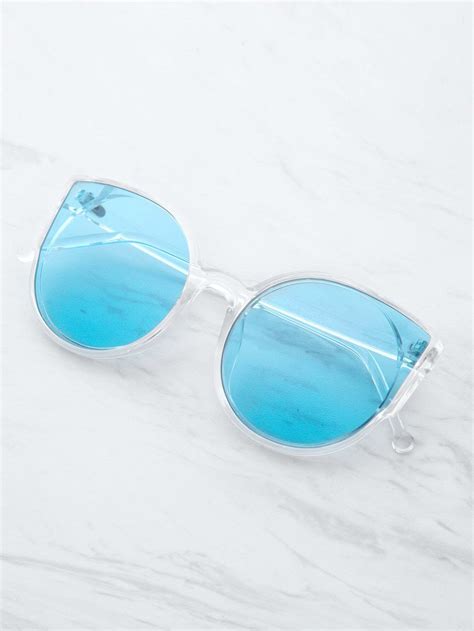 Clear Frame Blue Lens Sunglasses Sheinsheinside