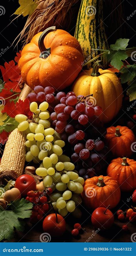 autumn harvest bountiful autumn fruits  vegetables generative ai