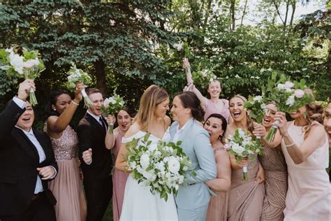Same Sex Brides And Wedding Party In Hartford Connecticut