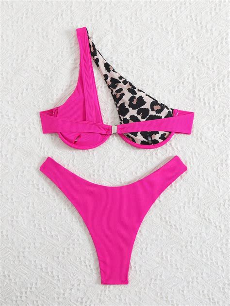 Swim Set De Piezas Bikini Con Relleno Y Dise O Hueco Estampado De Leopardo Cuba Provider