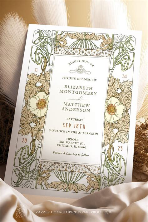 Vintage Wedding Invitations Art Nouveau By Mucha Zazzle Art Deco