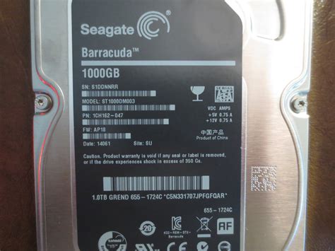 Seagate ST1000DM003 1CH162-047 FW:AP18 SU Apple#655-1724C 1.0TB Sata ...