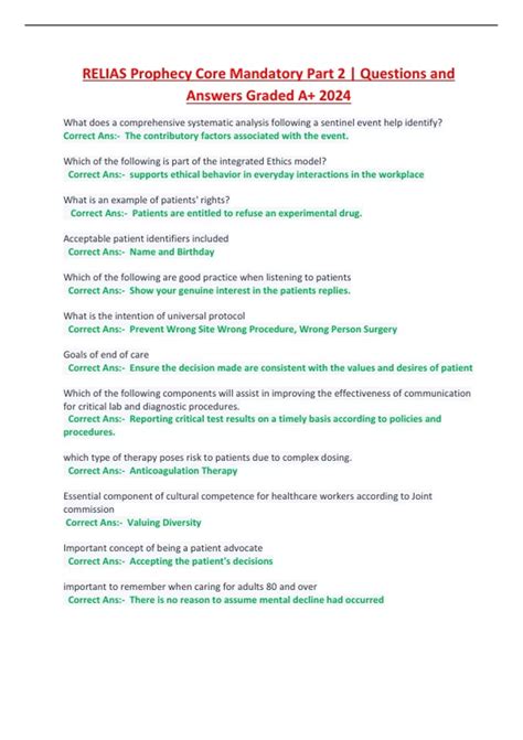 Relias Core Mandatory Part 2 Answers 4