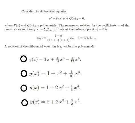 Solved Consider The Differential Equation Y P X Y Q X