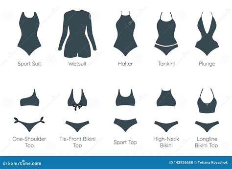 Vector Set Of Female Swimsuit Stock Vector Illustration Of Bikini