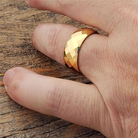 Hades Tungsten Gold Rings - Mens Faceted - Forever Metals