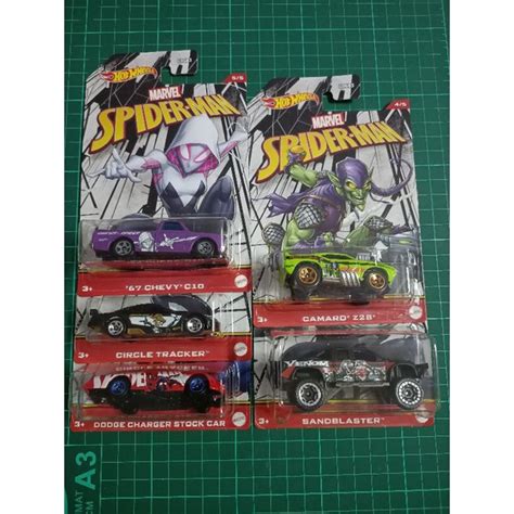 Spiderman Marvel Hot Wheels Chevy C Dodge Car Camaro Z Sandblaster Circle Tracker Mattel