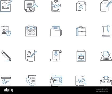 Working Space Line Icons Collection Office Desk Cubicle Workspace