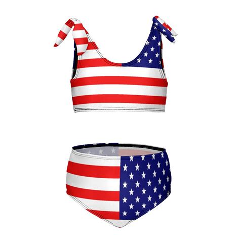 American Flag Girl S 2 Piece Bikini Set Beach Sport Swimsuit Swimwear 8 10Y130cm Walmart