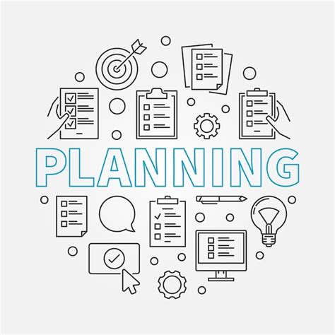 Premium Vector Planning Vector Concept Round Illustration In Outline