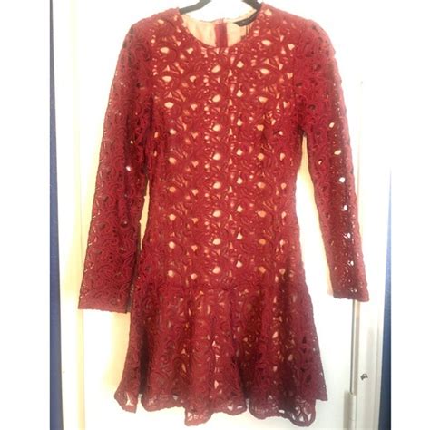 Zara Dresses Nwt Zara Red Lace Mini Dress With Nude Lining Poshmark