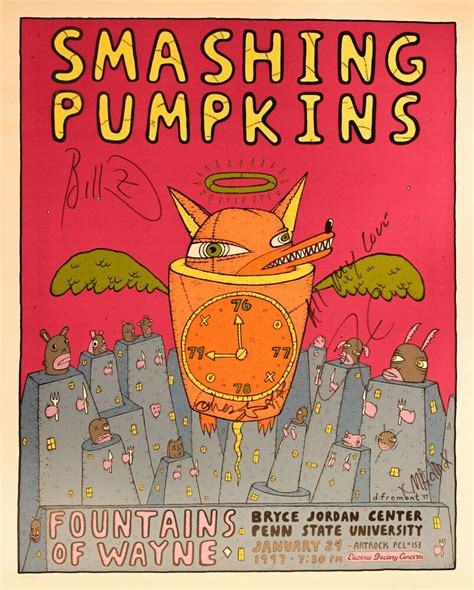 The Smashing Pumpkins Band Signed Concert Poster 12997 Penn State U