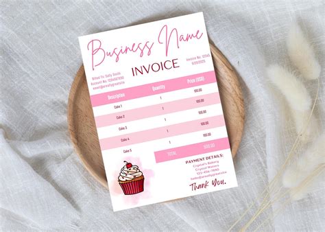 Bakery Invoice Template For Small Business Cupcake Baking Invoice