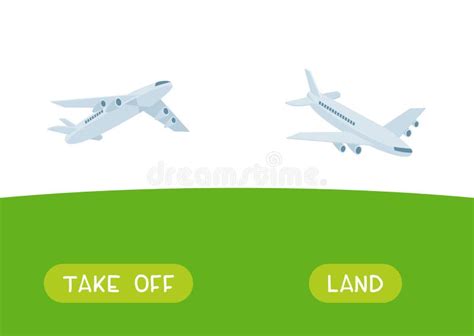 land antonyms word card vector template flashcard stock