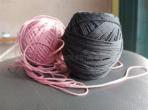 Two Skeins Of Black And Nude Knitting Thread Crochet Stock Image Image Of Knitting Craft