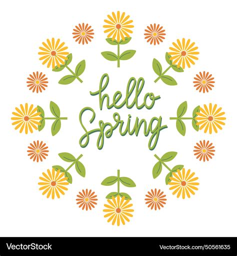 Hand Drawn Lettering Hello Spring Card Royalty Free Vector