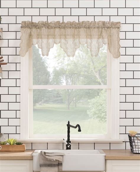 No Alison Floral Lace Rod Pocket Kitchen Curtain Valance