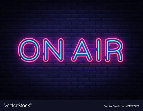 On Air Neon Sign On Air Radio Design Royalty Free Vector