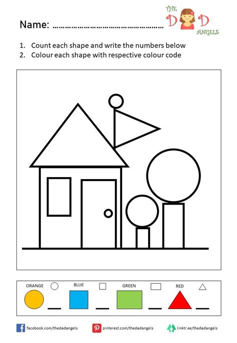 House Built Of Shapes Color Worksheets Shapes Basic Concepts