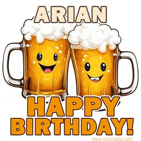 Cheers! Two funny, jumping beer pints GIF for Arian on his special day ...