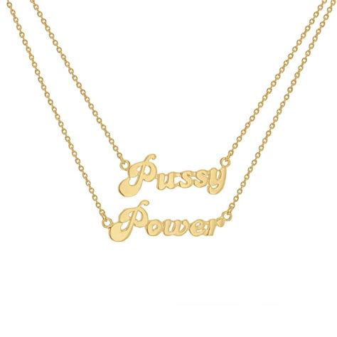 Kt Gold Plated Pussy Power Status Necklace True Rocks