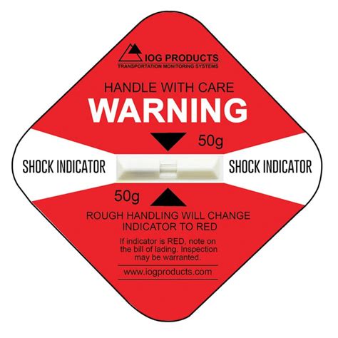 Shock Indicator Labels | G Force Impact | Impact-O-Graph