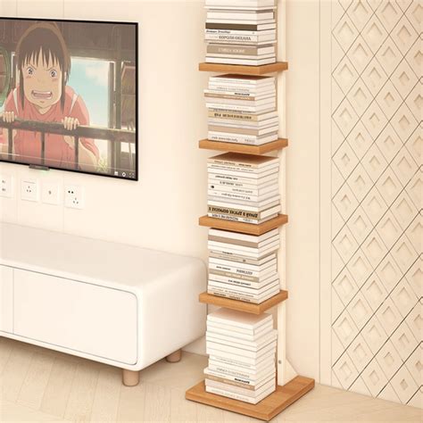Freestanding Vertical Bookshelf Modern Tall Bookcase Zwob