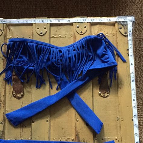 Guess Swim Guess Swim Boho Fringe Strapless Blue Bikini Set S Poshmark