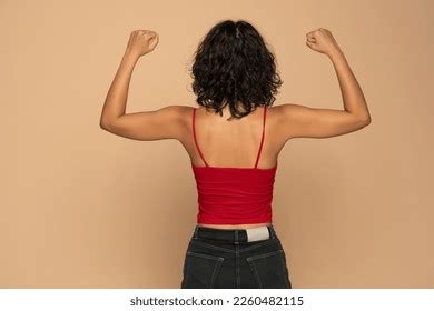 Rear Back View Brunette Woman Red Stock Photo Shutterstock