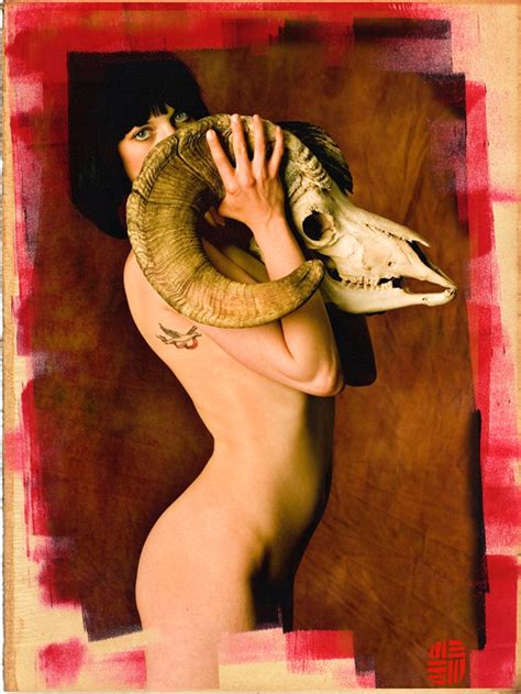 Natalie With Big Horn Skull Artistic Nude Photo By Photographer John