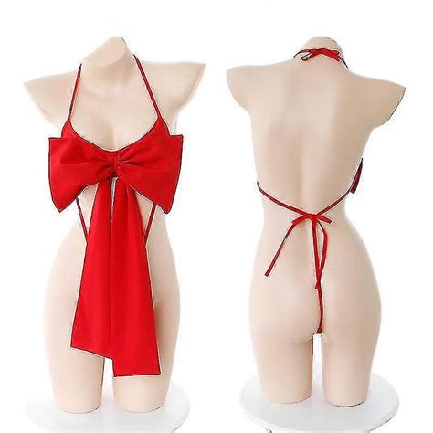 Women S Sexy Lingerie Set Christmas Sleepwear Bow Tie Unwrap Me Teddy Babydoll Anime Cosplay