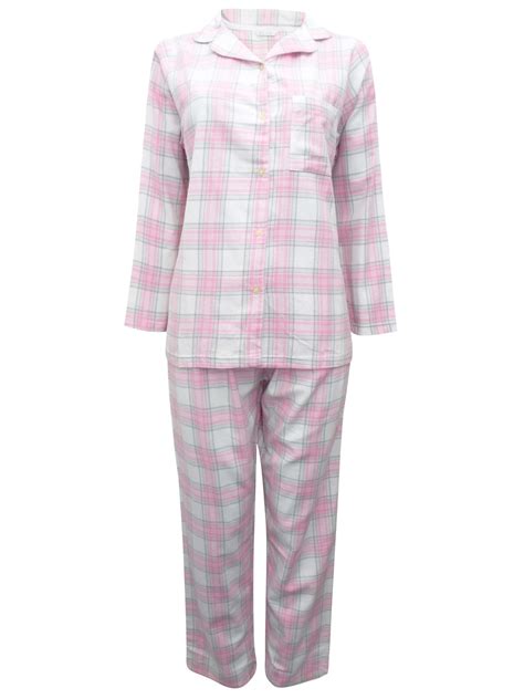 Marks And Spencer M Pink Pure Cotton Checked Long Sleeve Pyjama